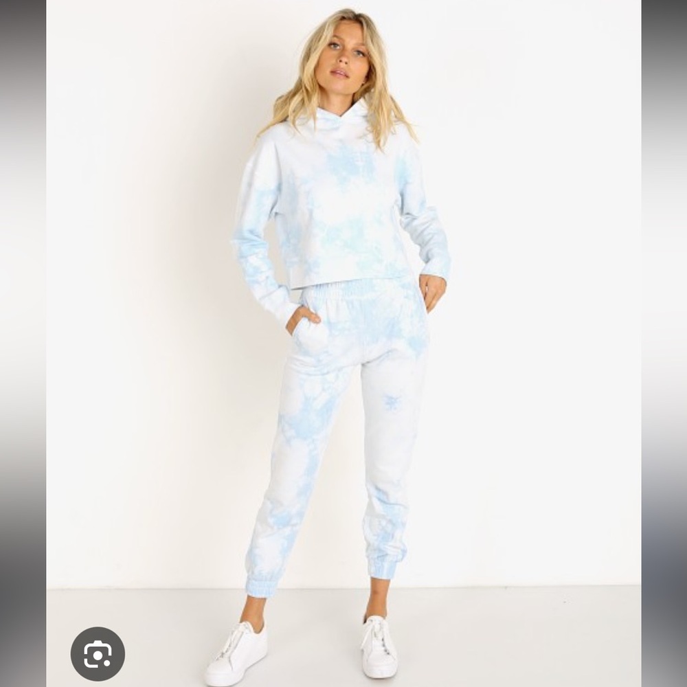 Frankie's Bikinis Light Blue Tie-Dye Sweat Suit Two Piece Set